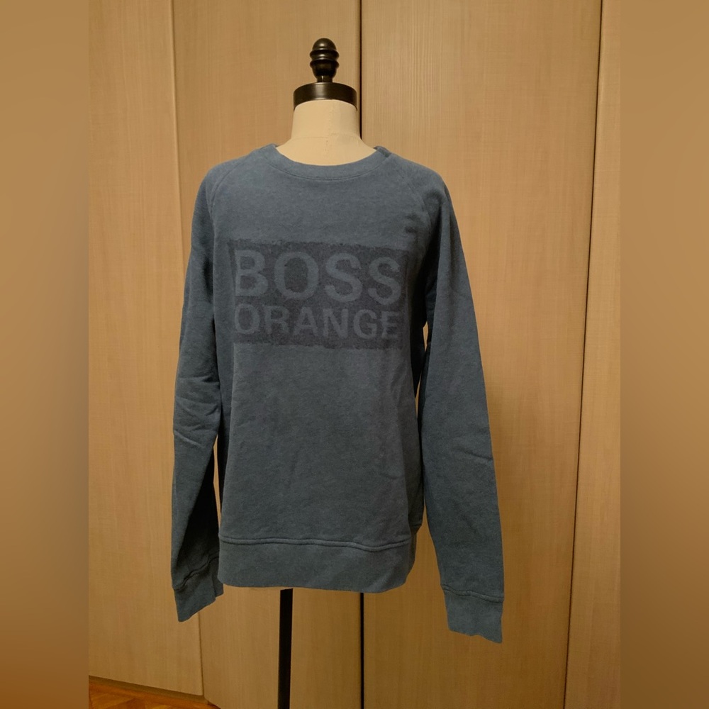 Men's Hugo Boss Orange Label Crew Neck Fleece Blue Sweatshirt Size Large